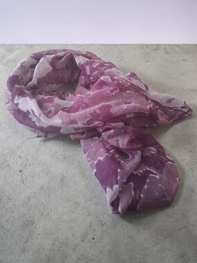lightweight purple floral scarf Wrap Sheer Chiffon Vintage